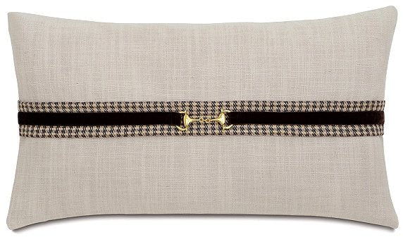 Equine Elements: Houndstooth Trim Snaffle Bit Lumbar Pillow - Equine Luxuries