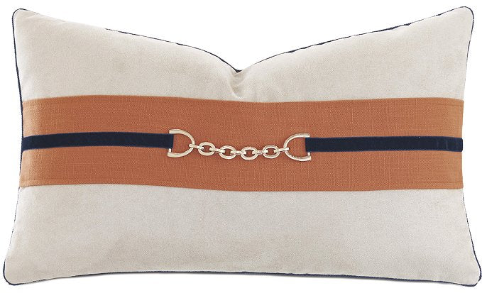 Tamarind Banded Stirrup & Chain Lumbar Pillow