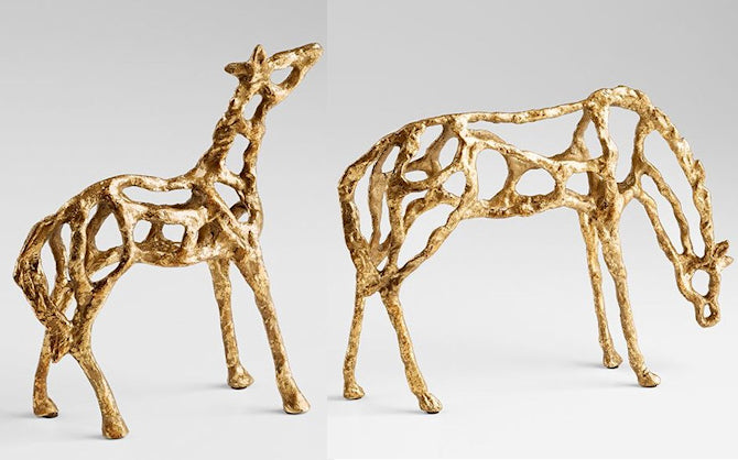 Gilded Stallions 3-Piece Sculpture Set
