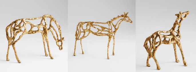 Gilded Stallions 3-Piece Sculpture Set