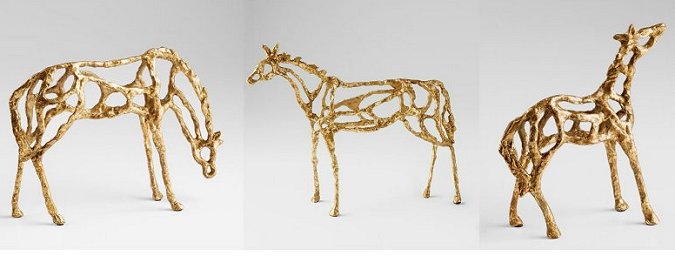 Gilded Stallions 3-Piece Sculpture Set