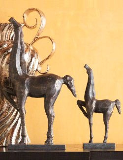 Cubist Style Iron Finish Horse Duo - Equine Luxuries