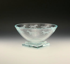 Platform Base Engraved Equine Centerpiece Bowl