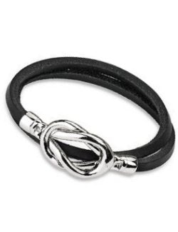 Steel Knot Leather Loop Bracelet