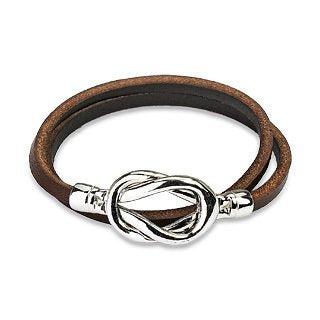 Steel Knot Leather Loop Bracelet