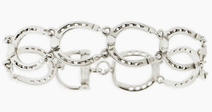 Sterling Silver Linked Horseshoes Bracelet