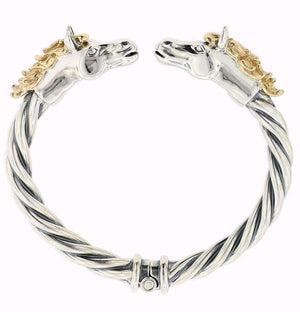 Horse Heads Rope Twist Hinged Bangle