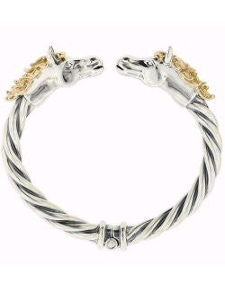 Horse Heads Rope Twist Hinged Bangle