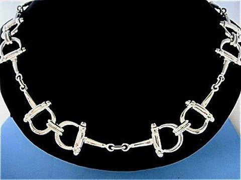 Sterling Silver Long Snaffle Bits Necklace