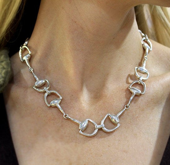 Sterling Silver Snaffle Bits Choker Necklace