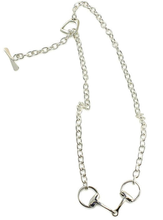 Sterling Silver Snaffle Bit Necklace And Earrings Set - Equine Luxuries