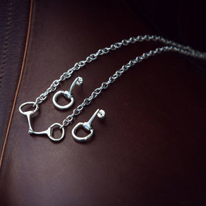 Sterling Silver Snaffle Bit Necklace And Earrings Set
