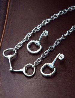Sterling Silver Snaffle Bit Necklace And Earrings Set
