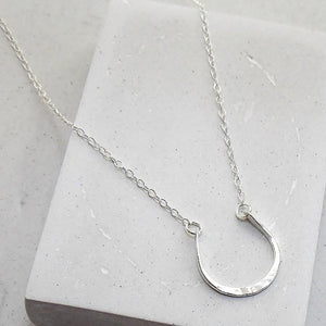 Delicate Hammered Silver Horseshoe Necklace