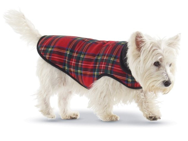 Winter Plaid Fleece-Lined Dog Coat
