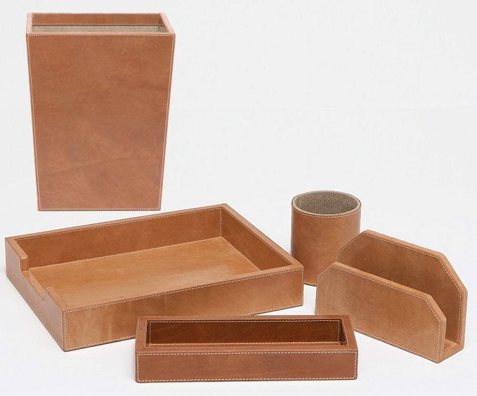 Caramel Full-Grain Leather Desk Set
