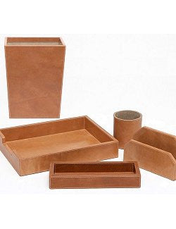 Caramel Full-Grain Leather Desk Set