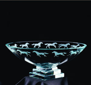 Platform Base Engraved Equine Centerpiece Bowl
