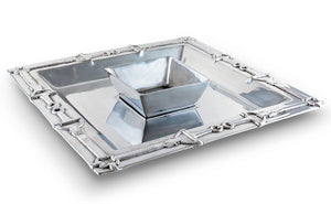 Polished Aluminum Square Chip & Dip Set